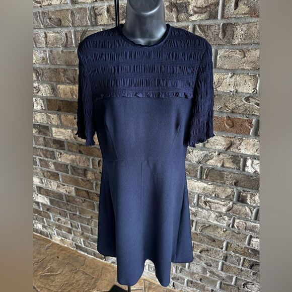 Sandro Fit and Flare Crepe Navy Dress Size 2 - Picture 12 of 15